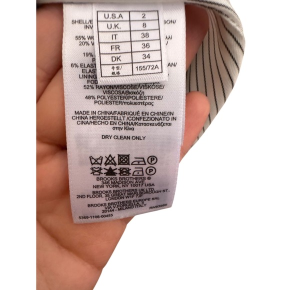 Brooks Brothers Gray Pencil Business Stripped-Lining Wool Blend Dress Sz 2 - Picture 9 of 15